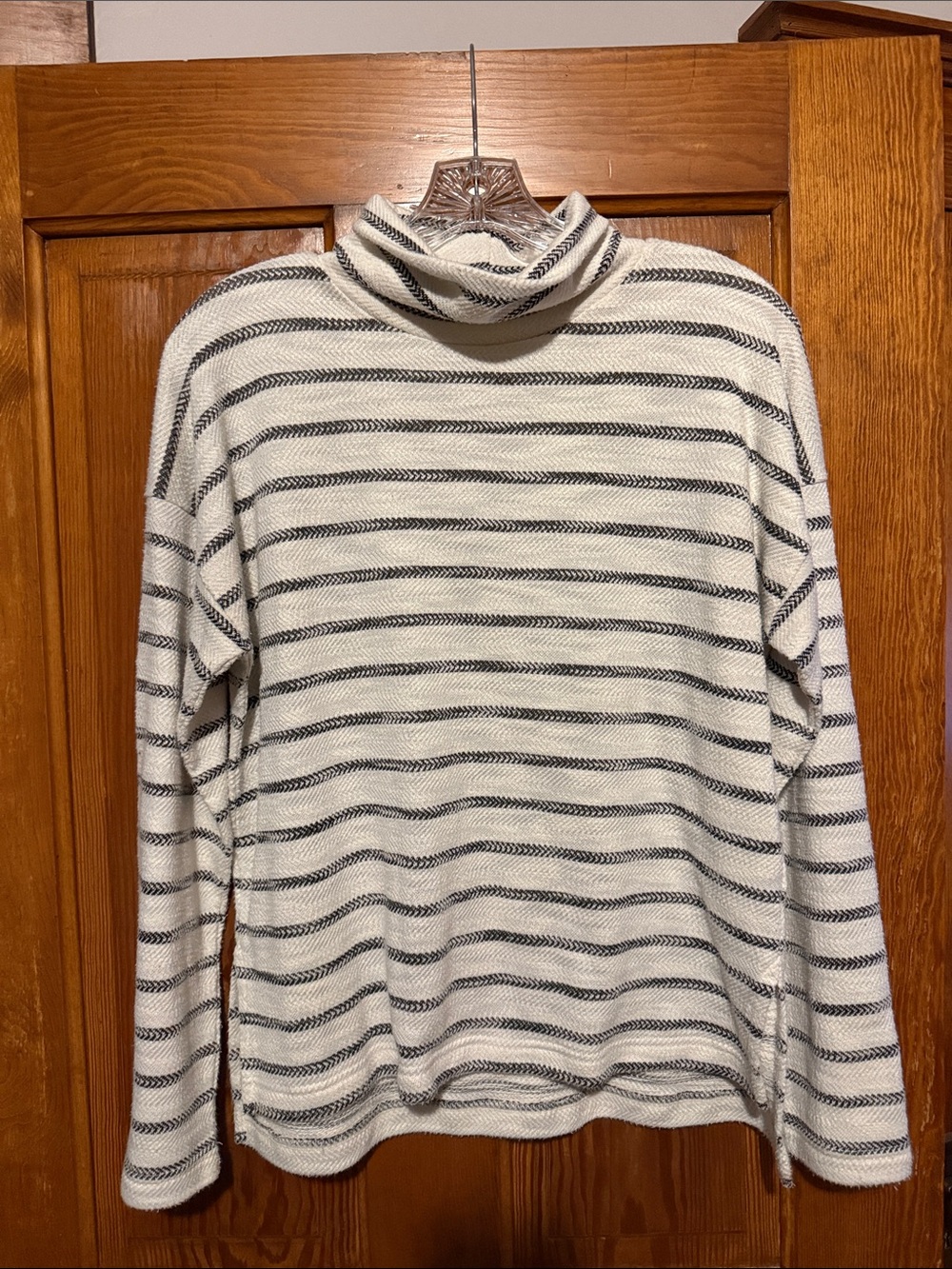 J. Crew striped mock neck sweater